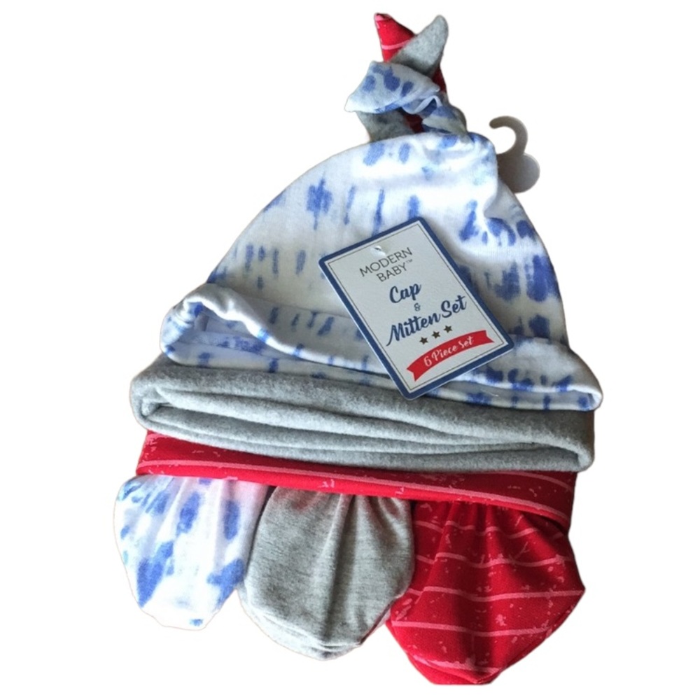 Modern Baby Caps & Mittens Set